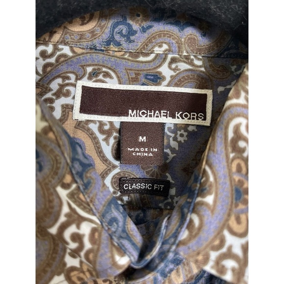 Michael Kors Men’s Classic Fit  Paisley Button-Up Shirt - Medium - Picture 3 of 7